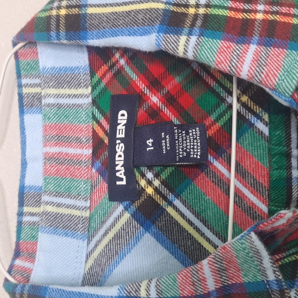 Land’s End Flannel Button-down Shirt Women's Sz 14 Large Plaid Long Slveeve - Picture 3 of 16